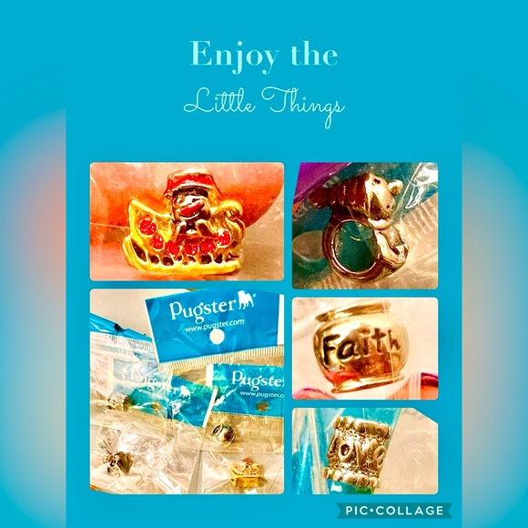 NWT Pugster Lot Charm Beads Lot of Four (FAITH,LOVE, Snowman, and Sleigh/Snowman - Picture 1 of 11